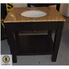 Image 1 : GRANITE COUNTER TOP VANITY WITH SINK H-34" W-23.5"