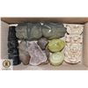 Image 1 : BOX OF CARVED STONE FIGURINES, STONE EGGS +