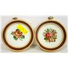 Image 1 : PAIR OF ROUND FRAMED PETIT FLORAL ARRANGMENTS