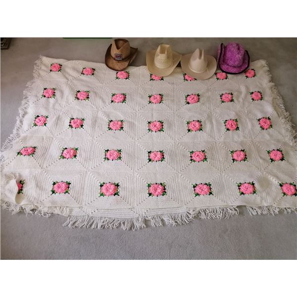 Handmade Rose Blanket, Smithbilt Cowboy Hate (Size 7), and More!