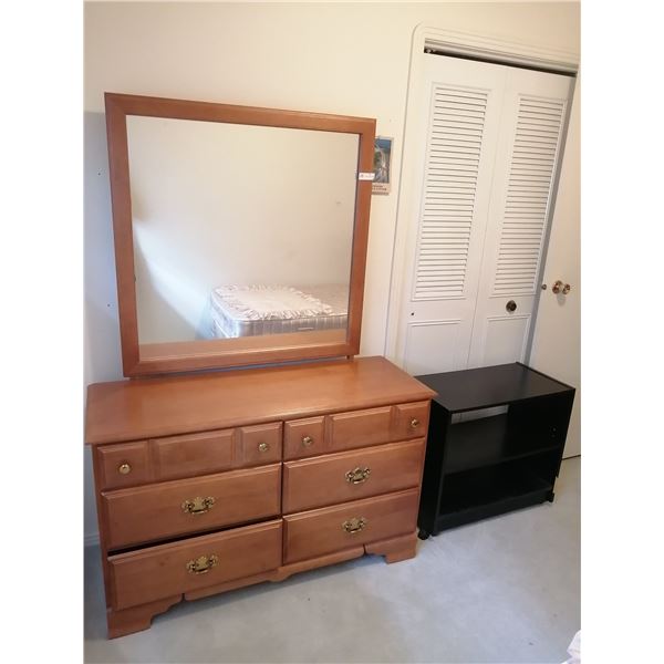 Shermag Chest of Drawers w/ Mirror, Rolling Shelf, and High Boy