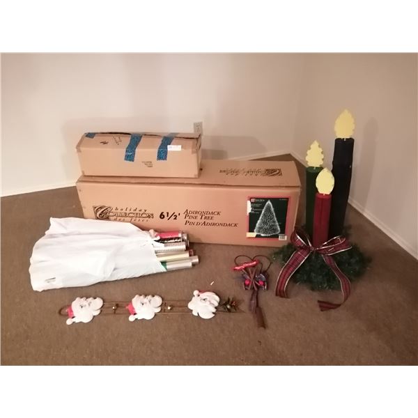 2 x Christmas Trees and Assorted Christmas Decorations