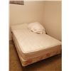 Image 1 : Queen Size Bed w/ Mattress (Some Stains), Headboard, Box Spring, Quilt (Some Stains)