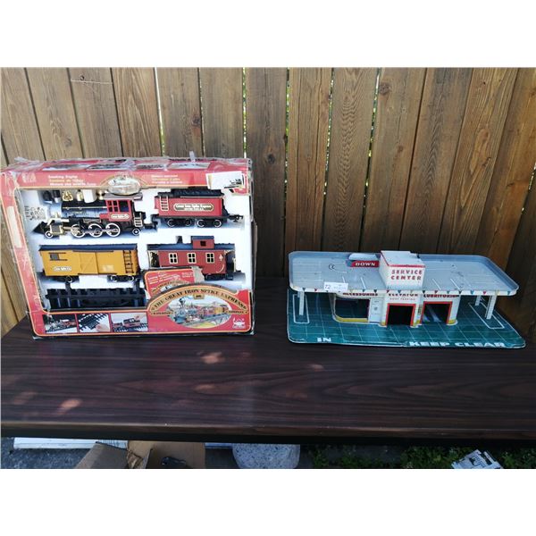 The Great Iron Spike Express Railroad Company Train Set and Vintage Metal Service Center