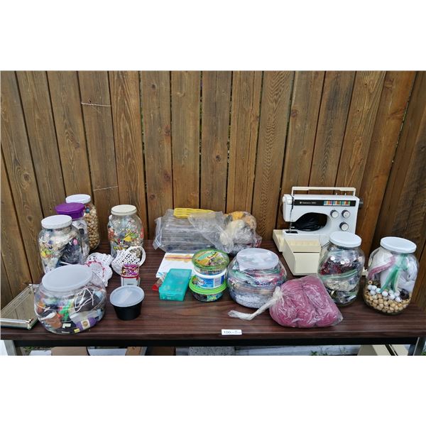 Husqvarna 2000 Sewing Machine (Model No. 63 60) and Assorted Crafting Supplies