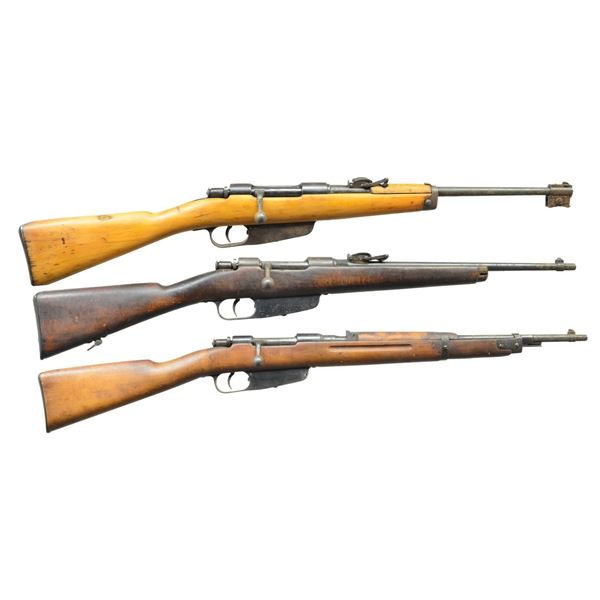 3 WWII ITALIAN TERNI BOLT ACTION CARBINES.