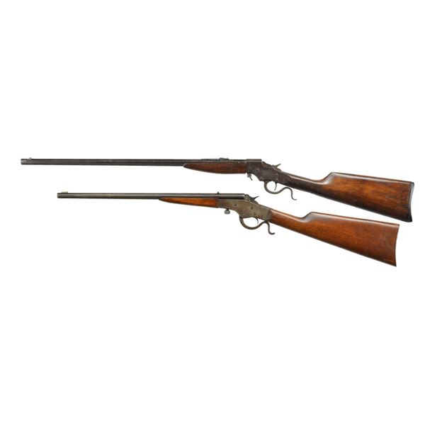 2 STEVENS SINGLE SHOT RIMFIRE RIFLES.