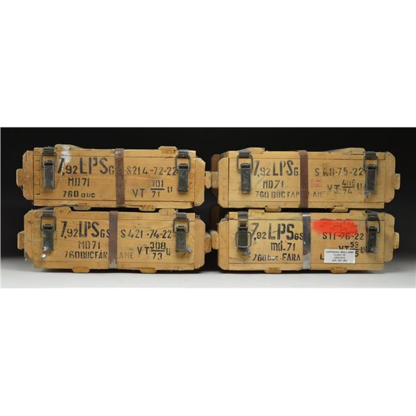 3,040 RDS. OF 7.92MM MAUSER IN 4 SEALED CRATES.