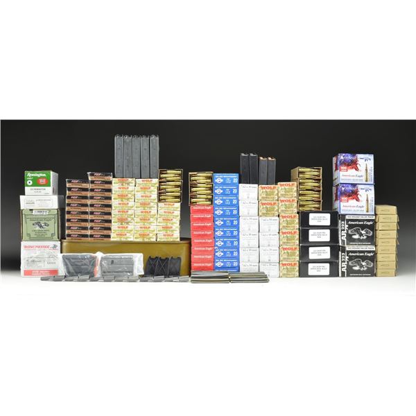 85+ BOXES OF VARIOUS RIFLE CALIBER AMMUNITION.