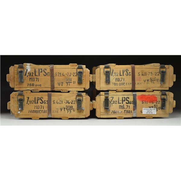 3,180 RDS OF 7.92MM MAUSER IN 4 WOODEN CRATES.
