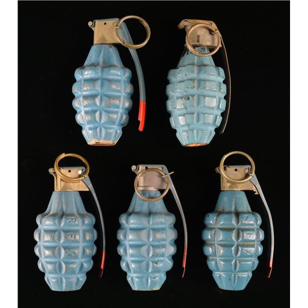 5 INERT WWII & KOREAN WAR PRACTICE GRENADES.
