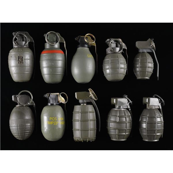 10 INERT COLD WAR & LATER EUROPEAN STYLE GRENADES.