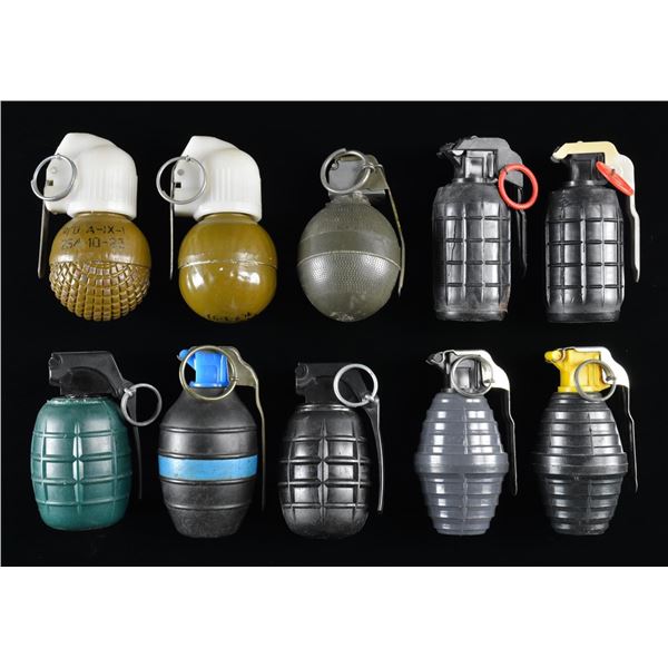 10 INERT / TRAINING MODERN EUROPEAN GRENADES.