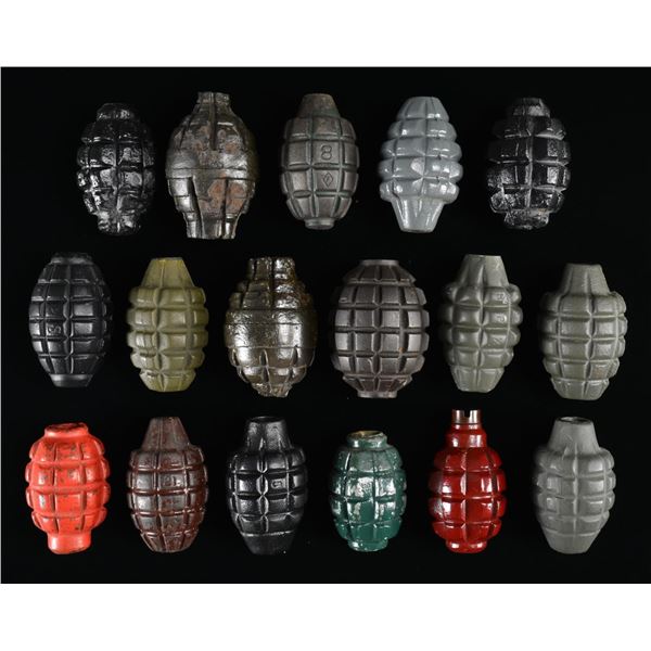 17 INERT F1 "PINEAPPLE" GRENADE BODIES.