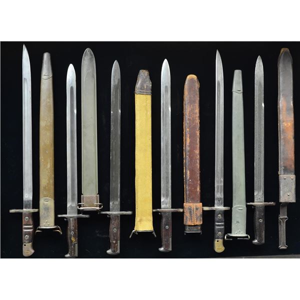 6 US BAYONETS & SCABBARDS FOR 1903 & 1917 RIFLES.