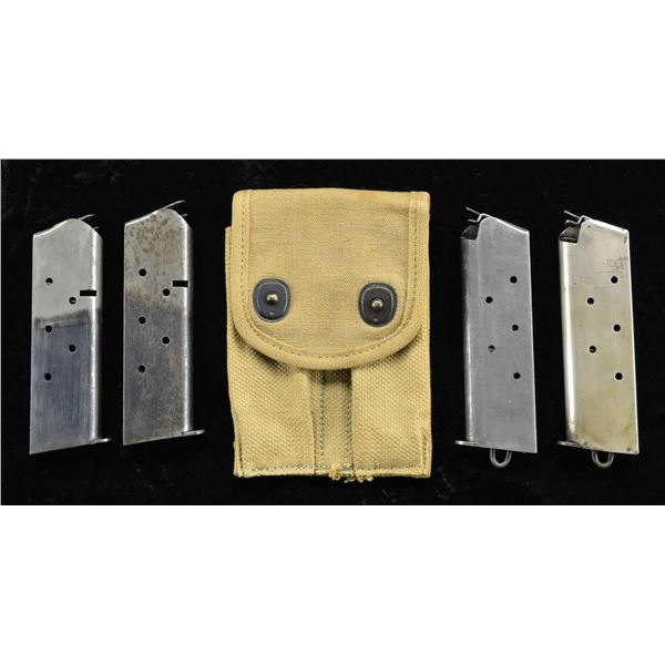4 GOVT. 1911 PISTOL MAGAZINES & POUCH.