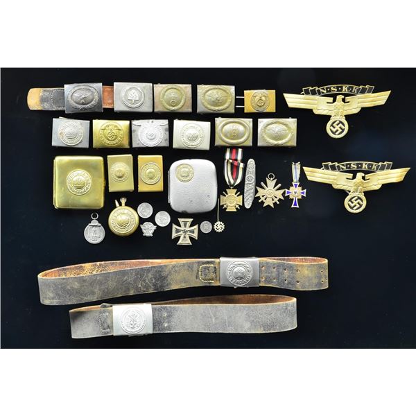 WWI & WWII GERMAN MILITARY BELT BUCKLES, MEDALS,