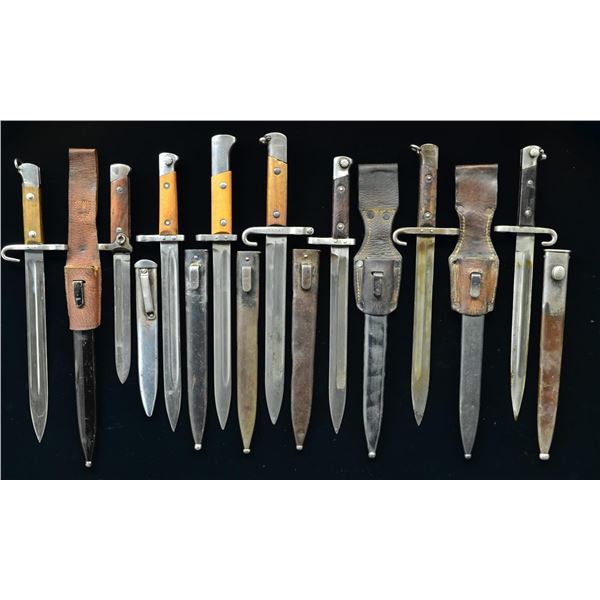 7 MANNLICHER STYLE BAYONETS & SCABBARDS.