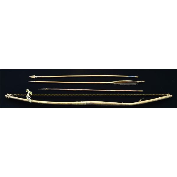 AMERICAN INDIAN BOW & 4 ARROWS.