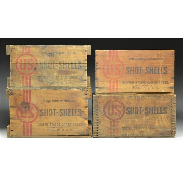 4 US CARTRIDGE CO. WOODEN CRATES FOR AMMO.