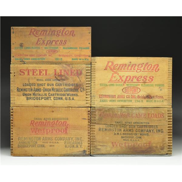 5 REM-UMC WOODEN CRATES FOR AMMO.