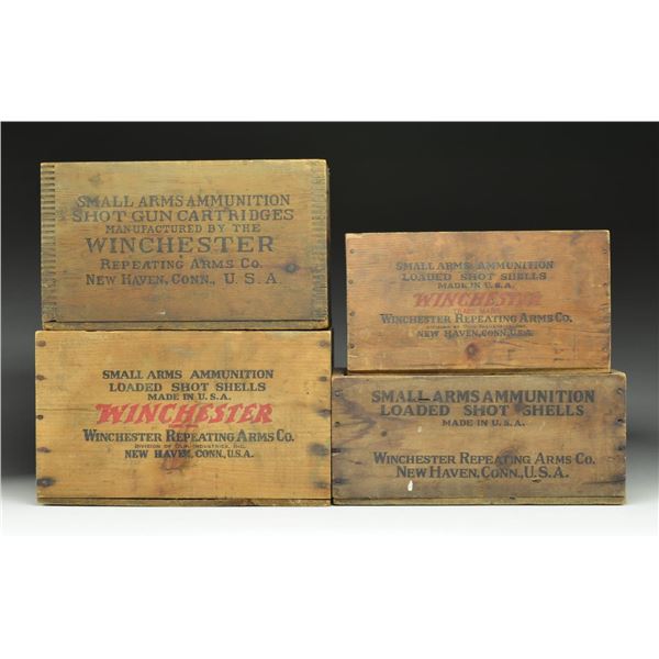 4 WINCHESTER WOODEN CRATES FOR AMMO.
