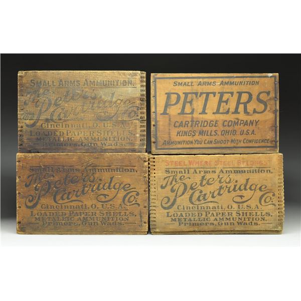 4 PETERS WOODEN CRATES FOR AMMO.