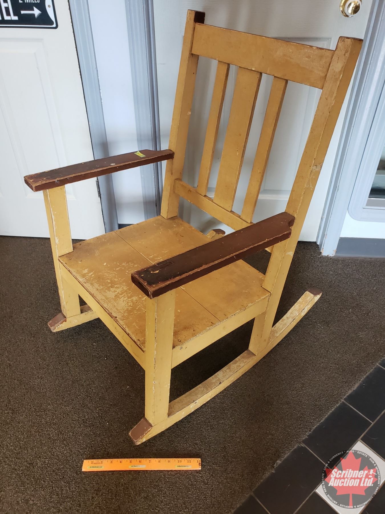 Wooden Slat Back Rocking Chair (Ready for Paint/Stain) (37