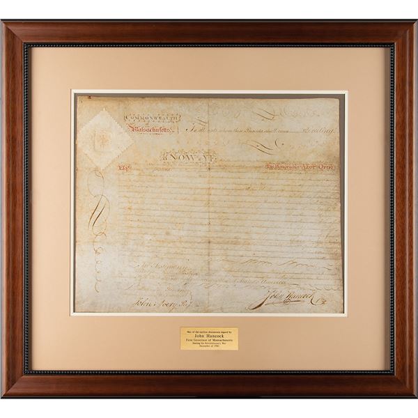 John Hancock Document Signed as Governor