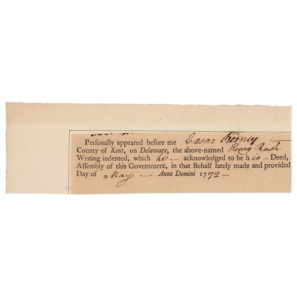 Cesar Rodney Partial Document Signed