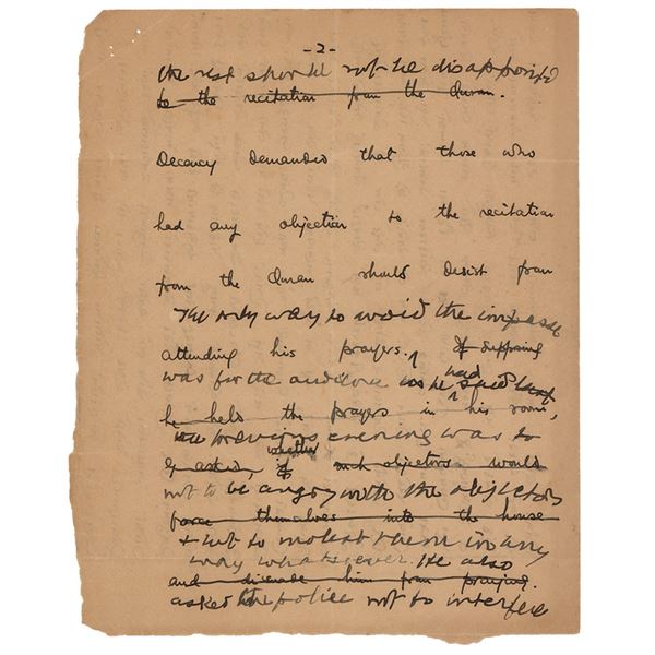 Mohandas Gandhi Hand-Corrected Manuscript