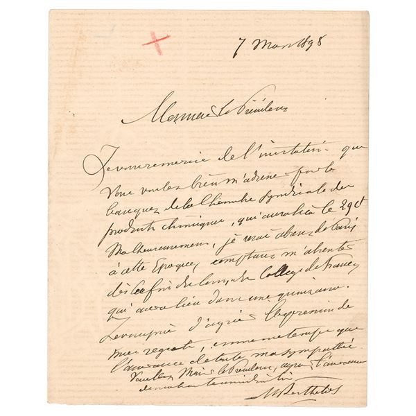 Marcellin Berthelot Autograph Letter Signed