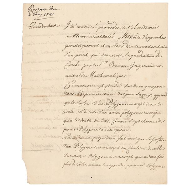 Alexis Clairaut Autograph Document Signed