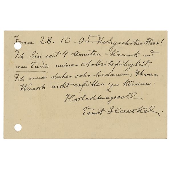 Ernst Haeckel Autograph Letter Signed