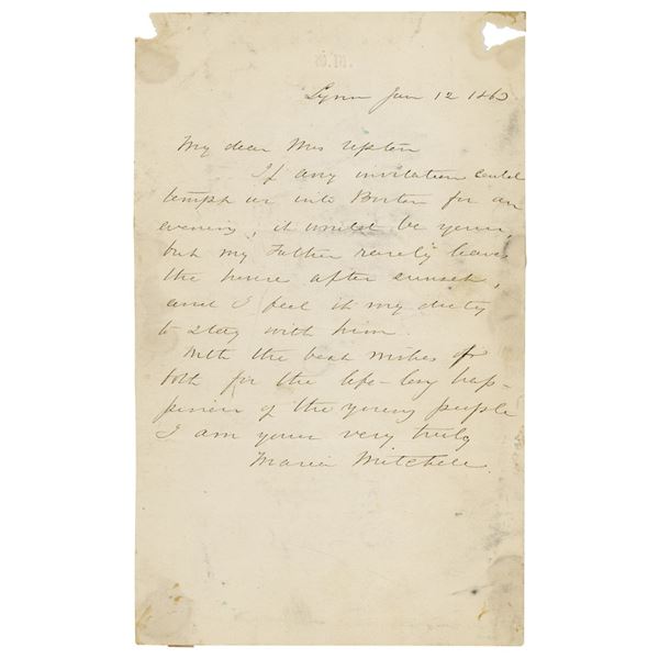 Maria Mitchell Autograph Letter Signed