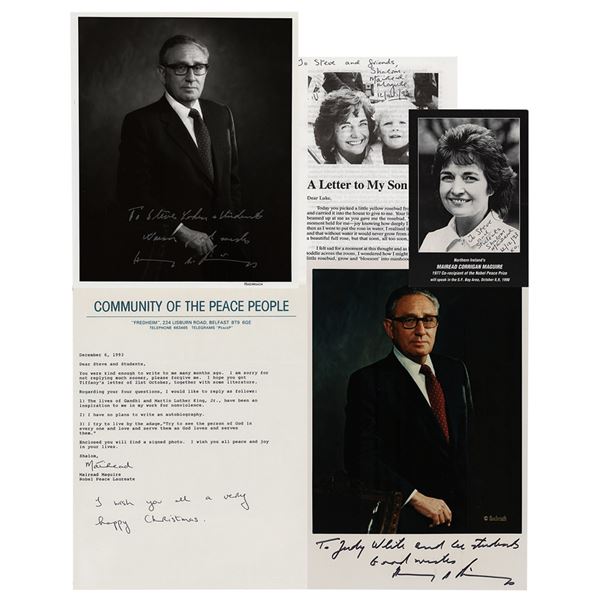 Nobel Peace Prize: Kissinger and Maguire (5) Signed Items