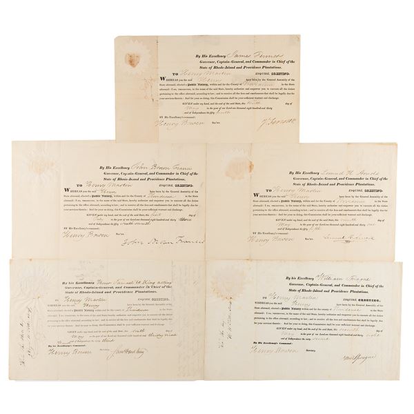 Rhode Island Governors (5) Documents Signed