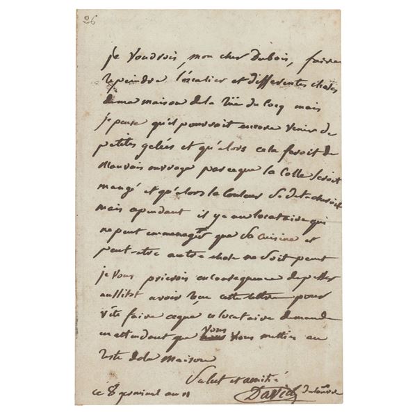 Jacques-Louis David Autograph Letter Signed