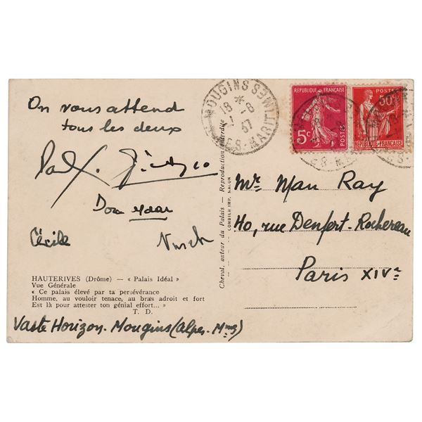 Pablo Picasso and Paul Eluard Signed Postcard to Man Ray