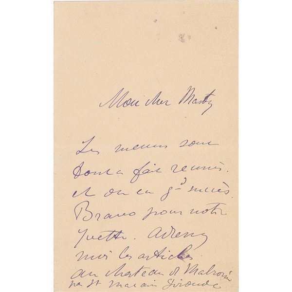 Henri de Toulouse-Lautrec Autograph Letter Signed