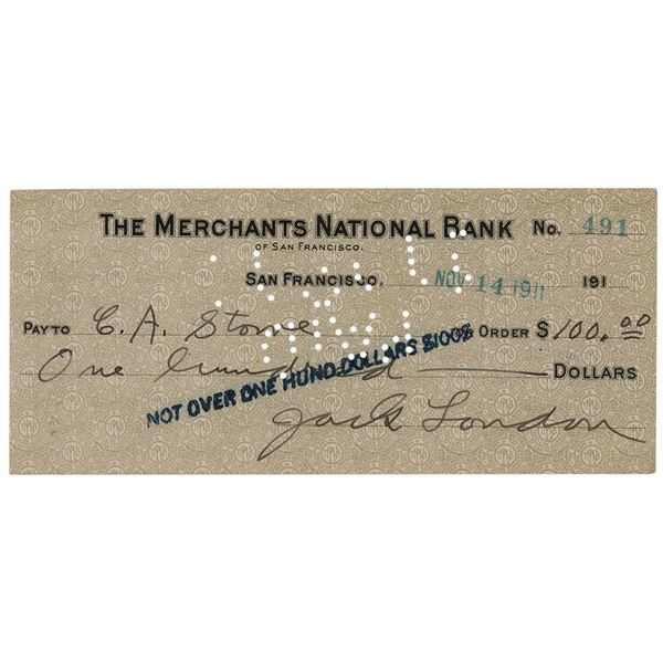 Jack London Signed Check