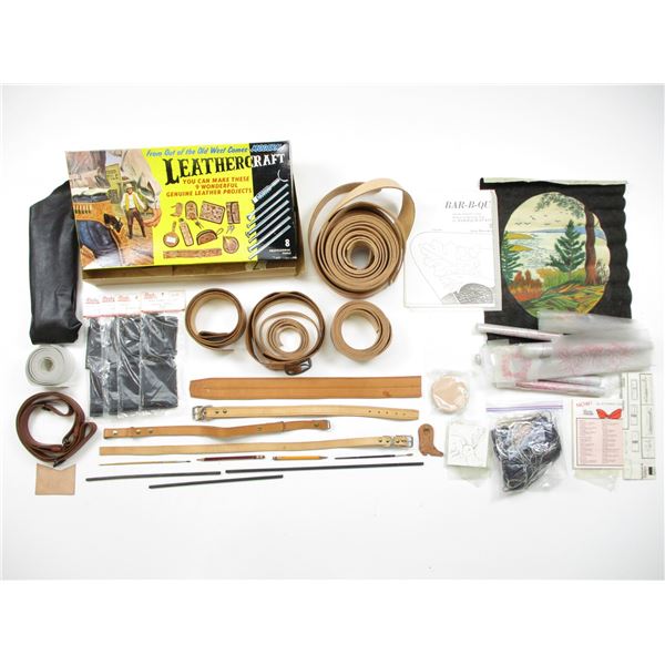 ASSORTED ROLLS OF LEATHER ETC