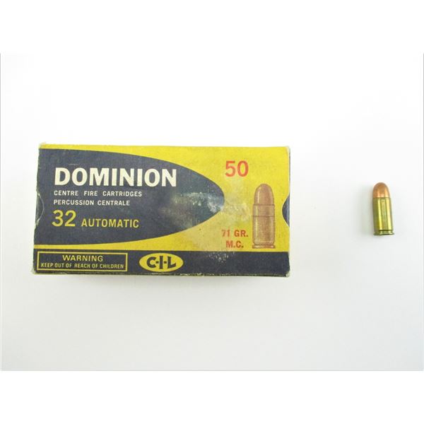 COLLECTIBLE DOMINION .32 AUTO AMMO