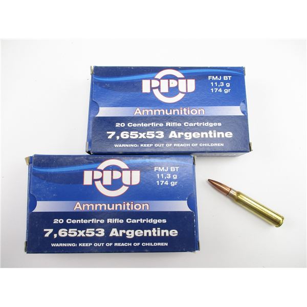 PPU 7.65X53 ARGENTINE AMMO