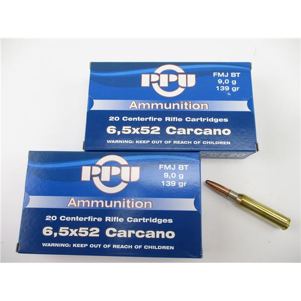 PPU 6.5X52 CARCANO AMMO