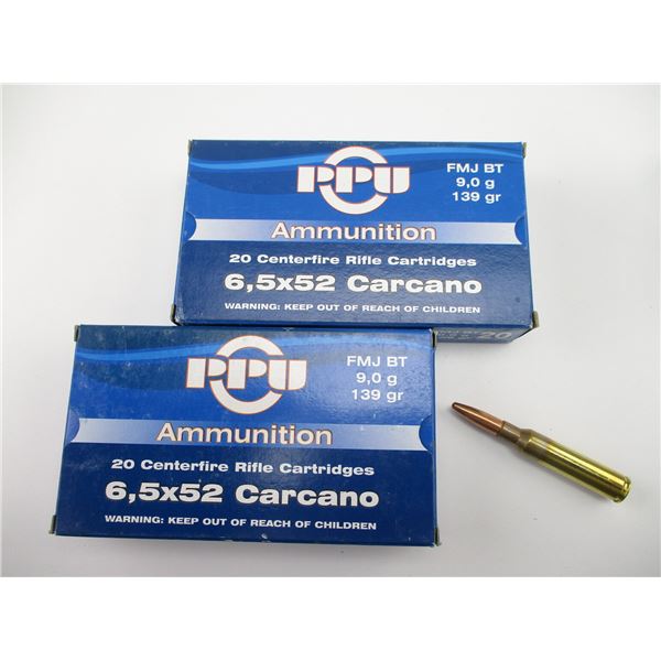 PPU 6.5X52 CARCANO AMMO