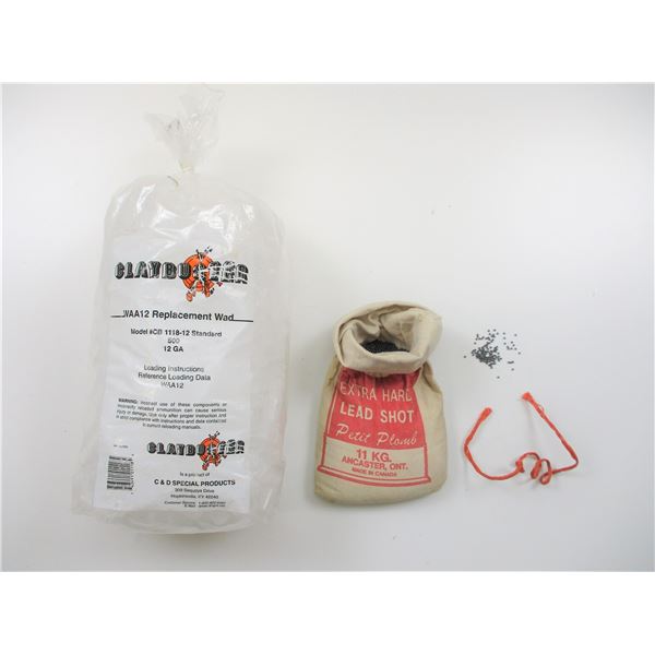 ASSORTED WADS AND LEAD SHOT LOT