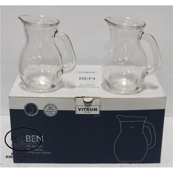 6 NEW VITRUM BEN 19.9OZ/500ML GLASS PITCHERS