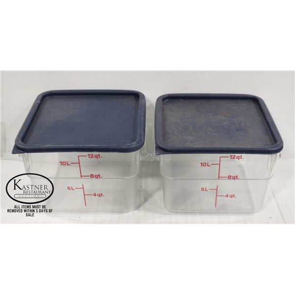 LOT OF 2 CAMBRO 12 QUART DRY INGREDIENT BINS W/