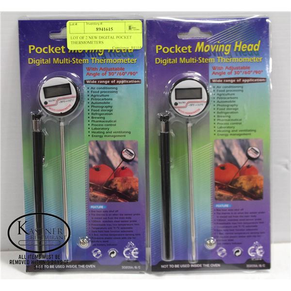 LOT OF 2 NEW DIGITAL POCKET THERMOMETERS